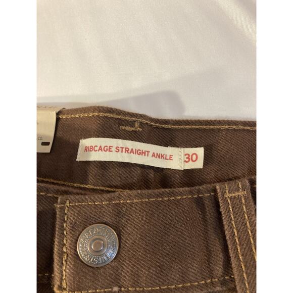Levi’s Women’s Ribcage Straight Ankle Brown Jeans 30X27 NWT - Picture 5 of 10